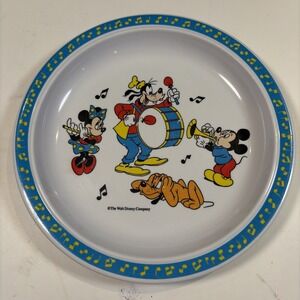 WALT DISNEY VINTAGE 1984 MELAMINE PLATE SELANDIA MICKEY MINNIE MOUSE GOOFY PLUTO